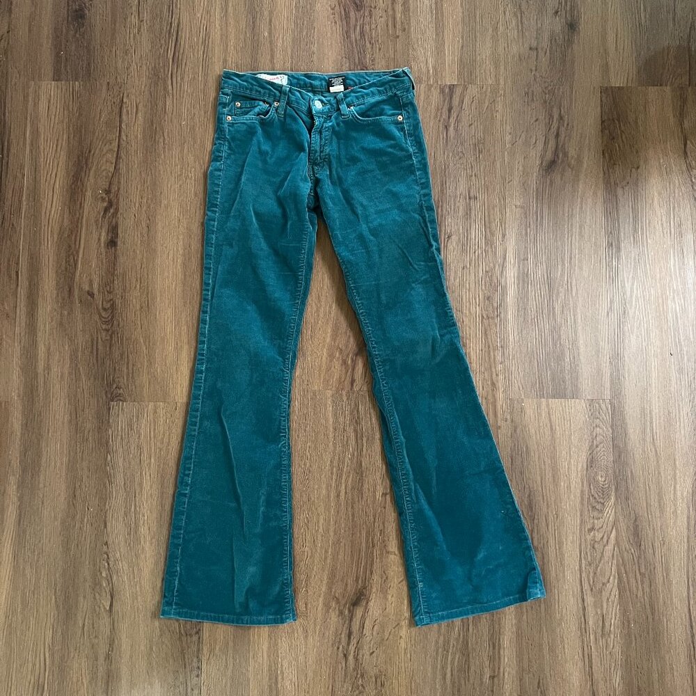 Womens Red Engine Teal  Corduroy Bootcut Pants